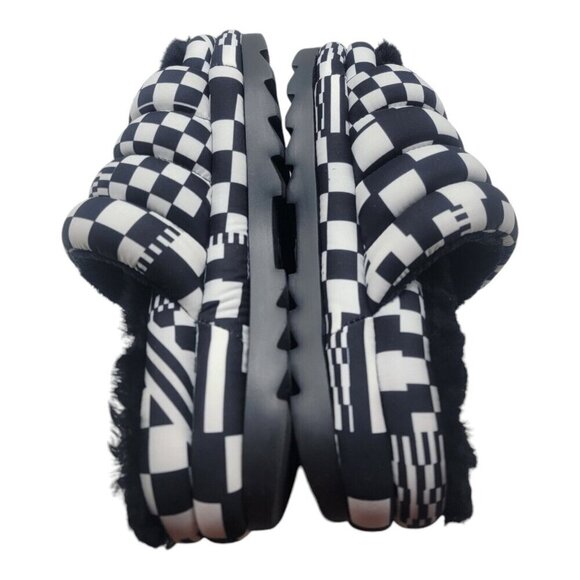 UGG Shoes Womens 9 Multicolor MAXI CHECKS SLIDE Chunky Fur Hippie  1130842 - Picture 8 of 11